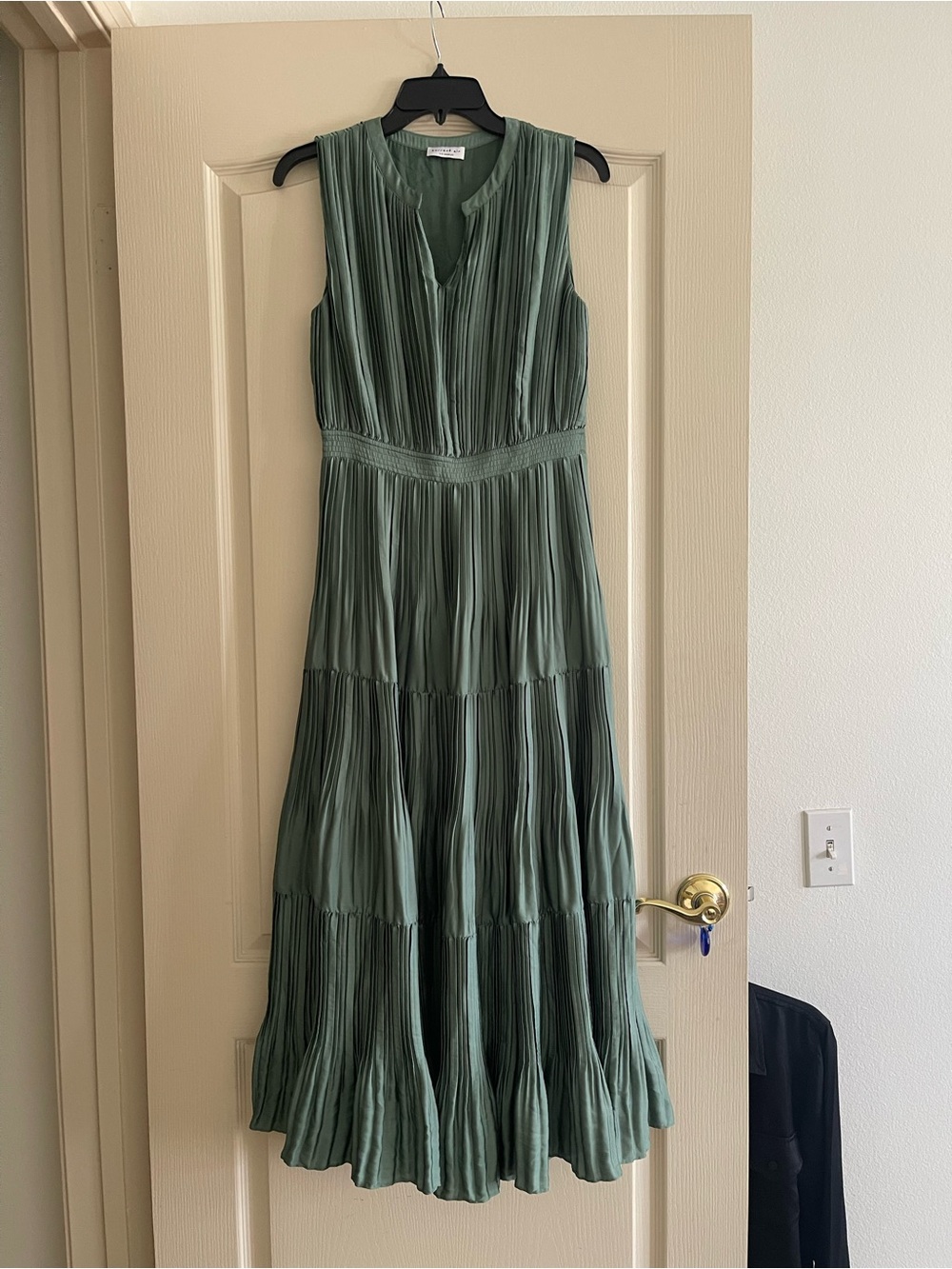 As Is, NWOT Current Air Olive Green Pleated Maxi Dress